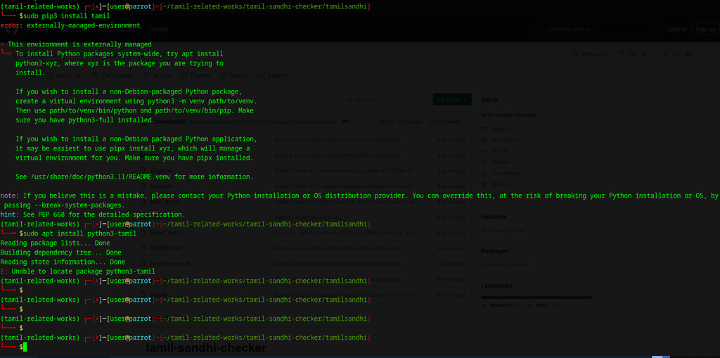 On installing of python programming dependent package with help of apt